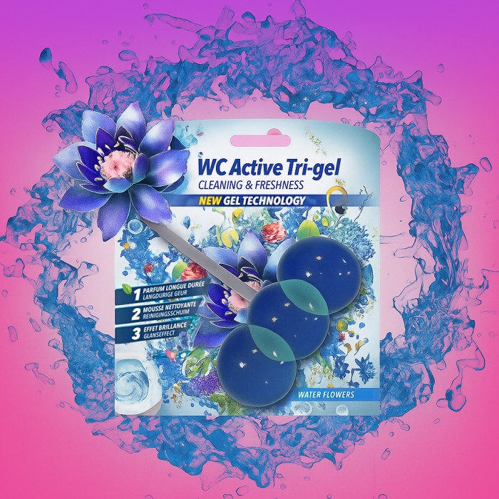 Гелевый подвесной блок для туалета Ambi Pur WC Active Tri-gel Водяные цветы, 45 г - 